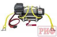 Лебёдка переносная РИФ 9000U c квадратом для фаркопа, стальной трос (облегченная) универсальная