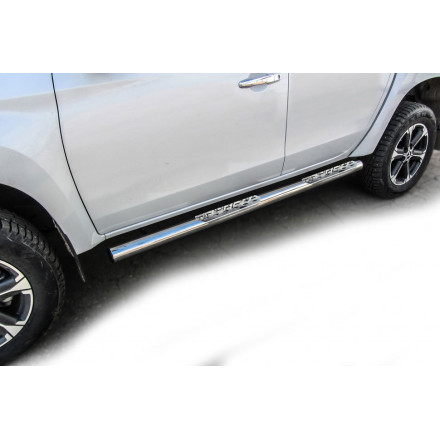 Защита порогов d76 со ступеньками стальными Mitsubishi L-200 (2018)