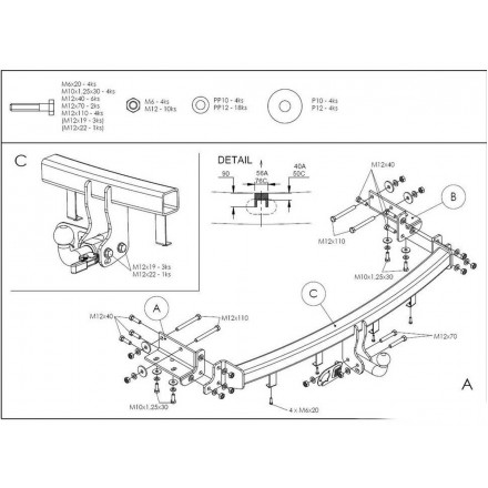 Фаркоп GALIA для Hyundai Santa Fe 2006-2012, Kia Sorento 2009-2012