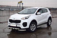 Защита порогов с алюм. площадкой Ø51мм (НПС) KIA Sportage с 2016