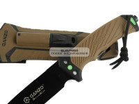 Нож туристический GANZO, длина 243 мм, сталь 8CR13, коричневый, с паракордом, в ножнах