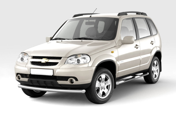 Защита порогов с накладками диаметром 63 мм (ППК) Chevrolet NIVA с 2009