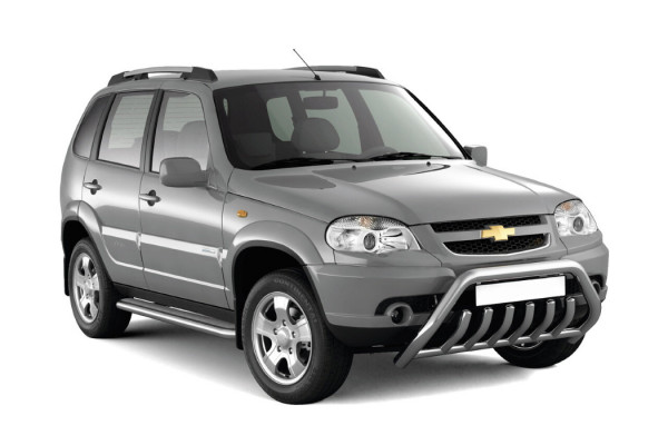 Защита порогов с алюминиевой площадкой диаметром 51 мм (НПС) Chevrolet NIVA с 2009